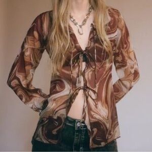 NWT Urban Outfitters Sheer Ruffle Blouse